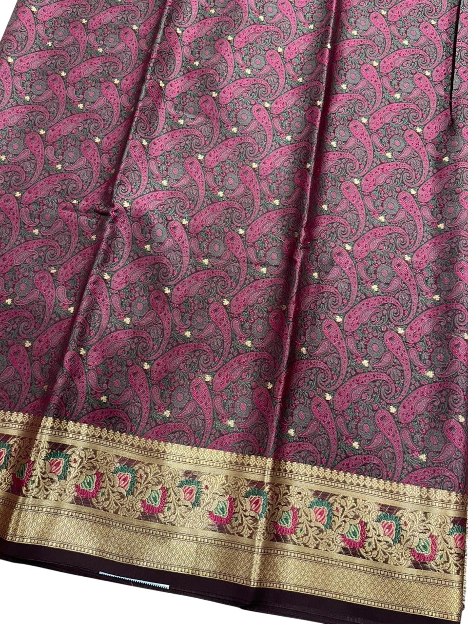 Southloom Resham Work Soft Cotton Banarasi Saree with Woven Work on Body and Borders