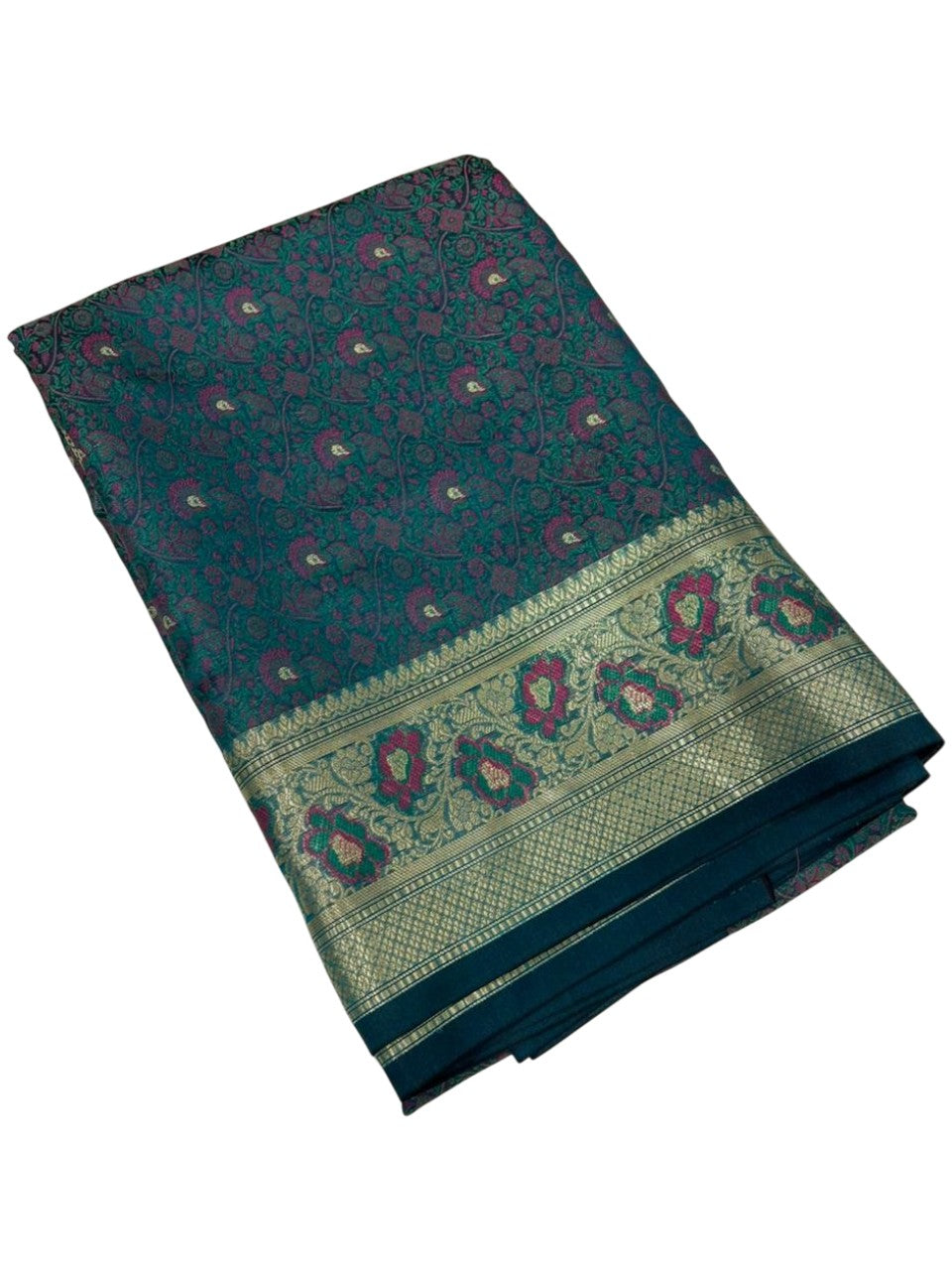 Southloom Resham Work Soft Cotton Banarasi Saree with Woven Work on Body and Borders