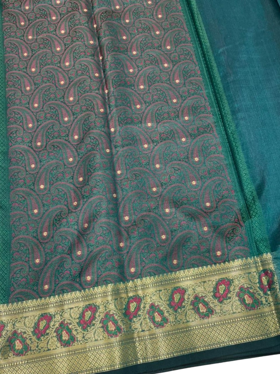 Southloom Resham Work Soft Cotton Banarasi Saree with Woven Work on Body and Borders
