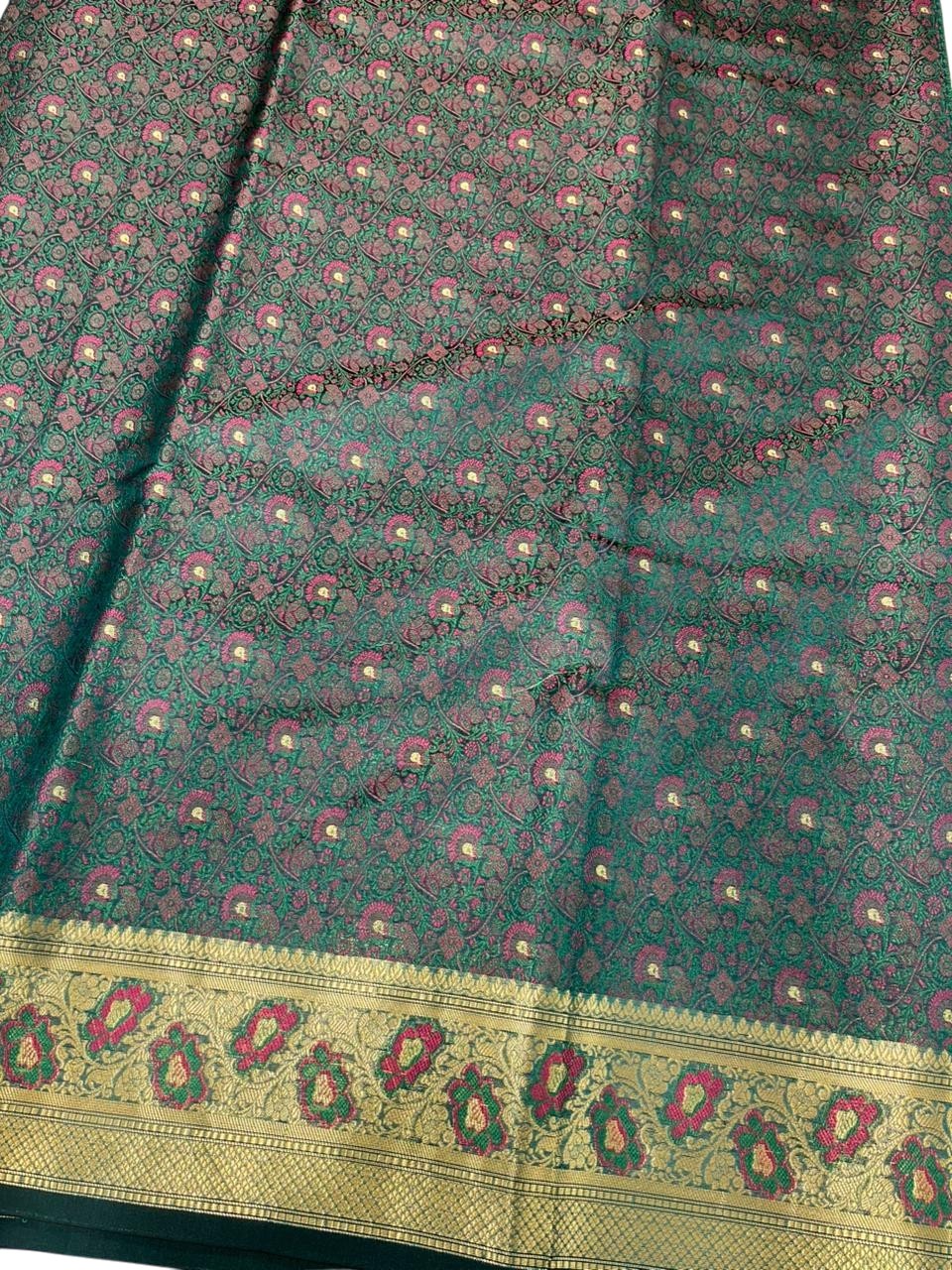 Southloom Resham Work Soft Cotton Banarasi Saree with Woven Work on Body and Borders