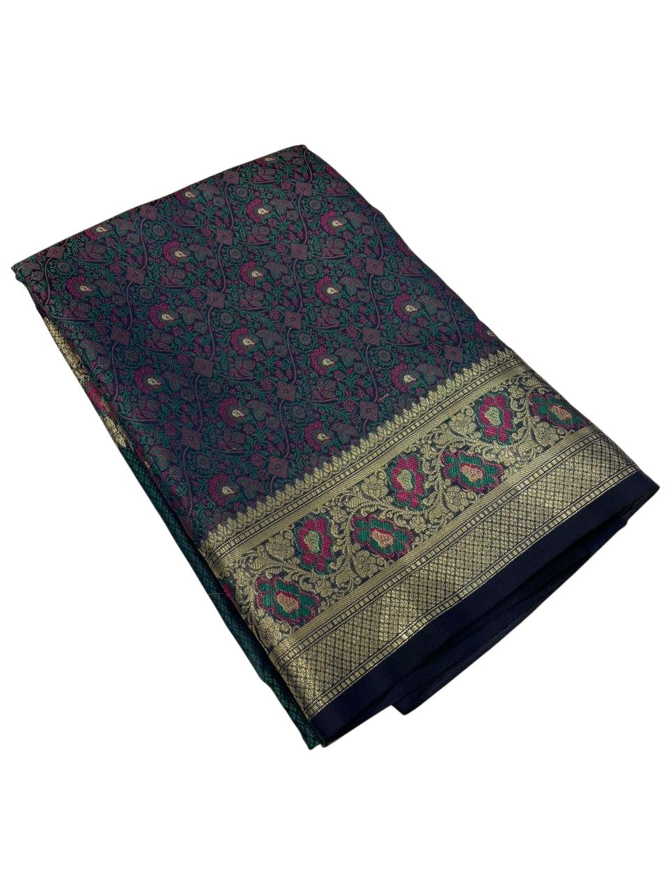 Southloom Resham Work Soft Cotton Banarasi Saree with Woven Work on Body and Borders