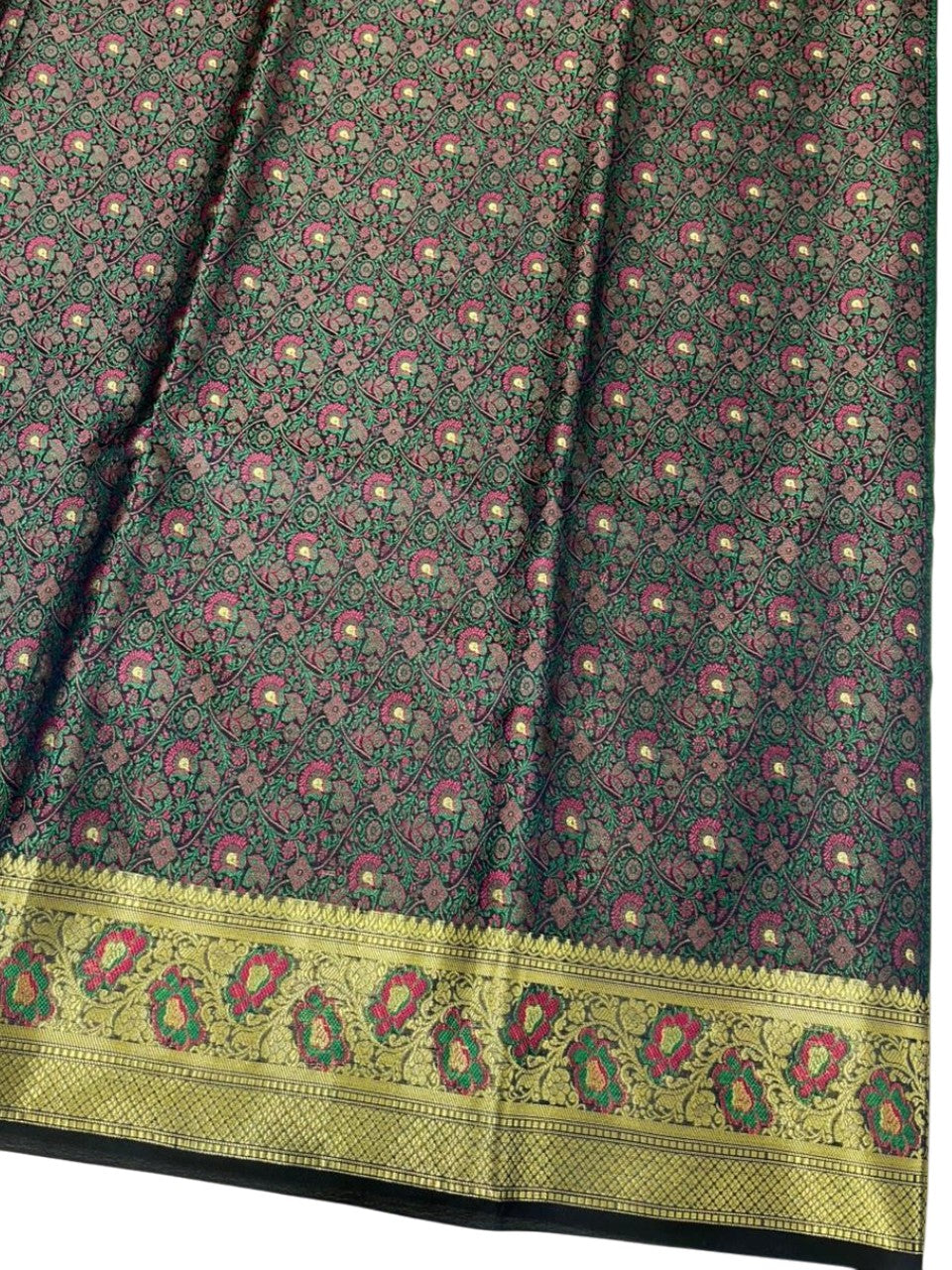 Southloom Resham Work Soft Cotton Banarasi Saree with Woven Work on Body and Borders