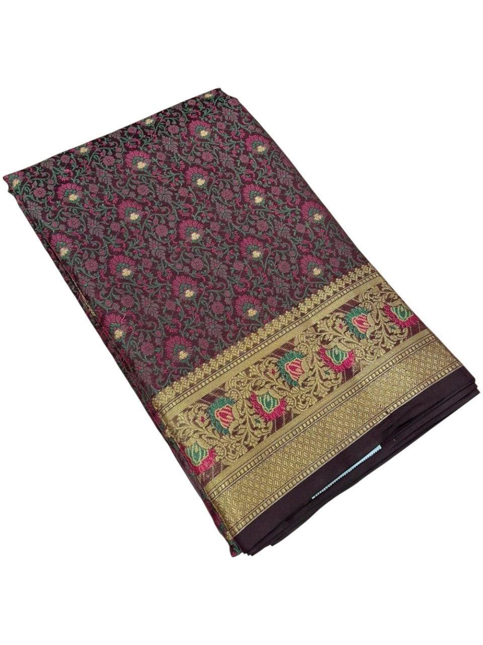 Southloom Resham Work Soft Cotton Banarasi Saree with Woven Work on Body and Borders