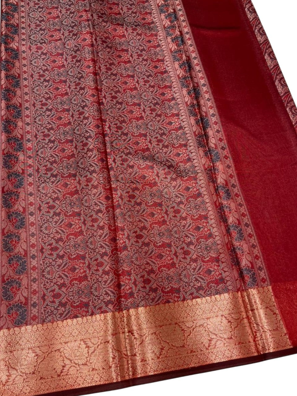 Southloom Resham Work Soft Cotton Banarasi Saree with Woven Work on Body and Borders