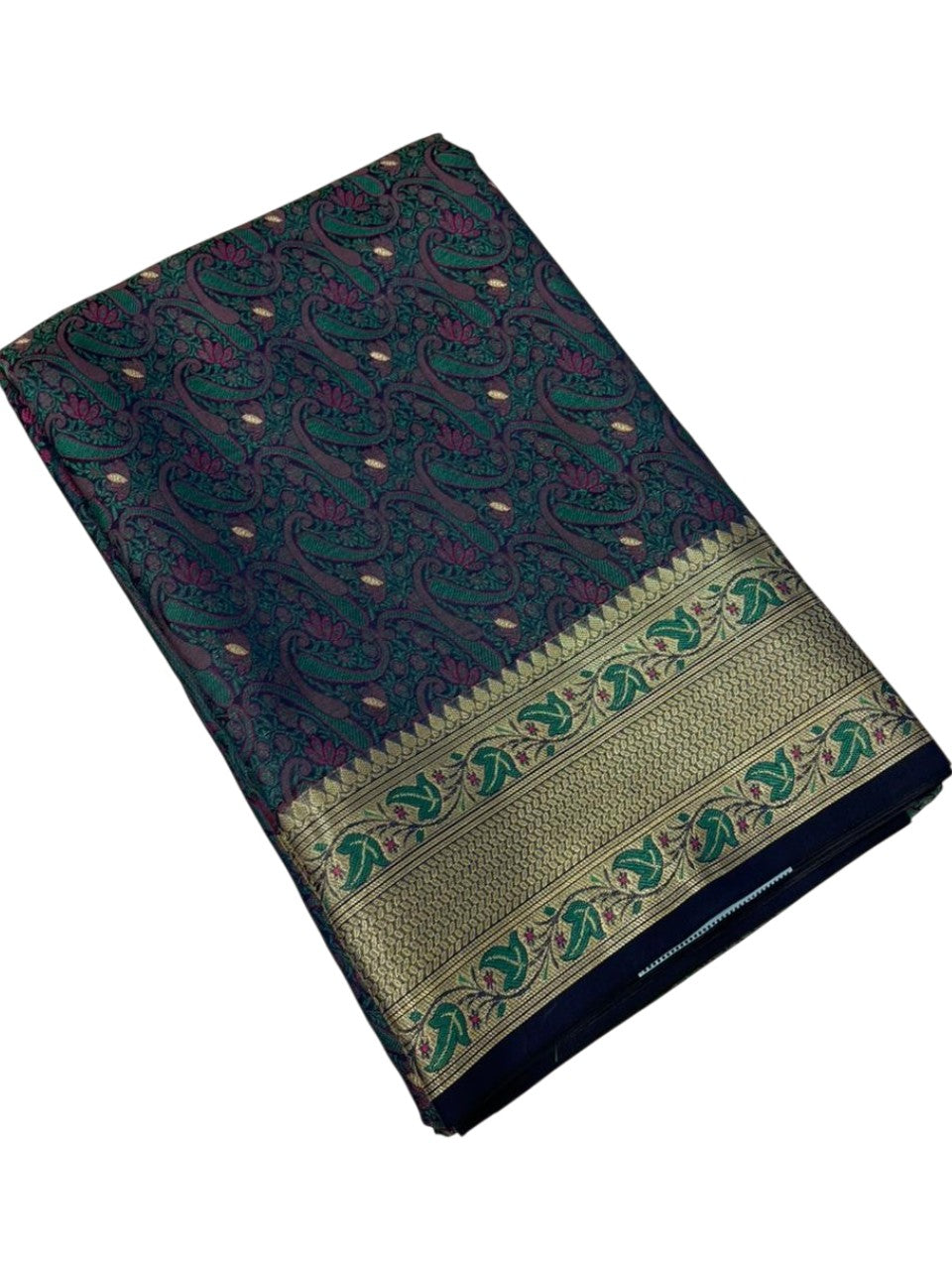 Southloom Resham Work Soft Cotton Banarasi Saree with Woven Work on Body and Borders
