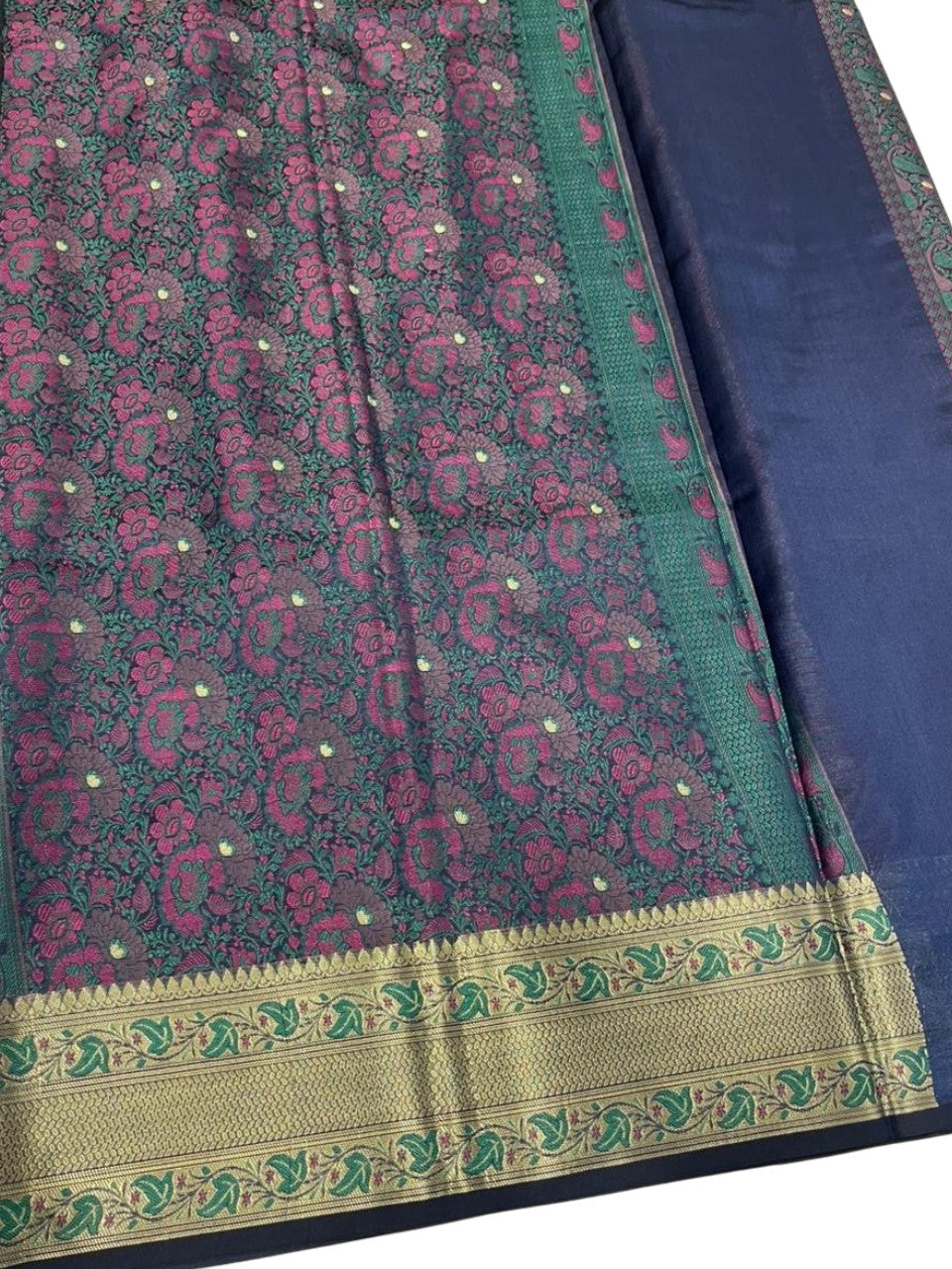 Southloom Resham Work Soft Cotton Banarasi Saree with Woven Work on Body and Borders