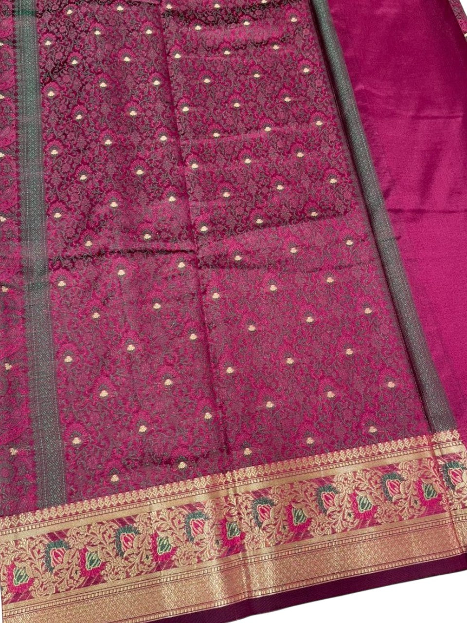 Southloom Resham Work Soft Cotton Banarasi Saree with Woven Work on Body and Borders