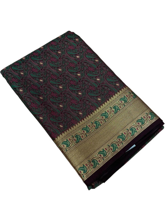 Southloom Resham Work Soft Cotton Banarasi Saree with Woven Work on Body and Borders