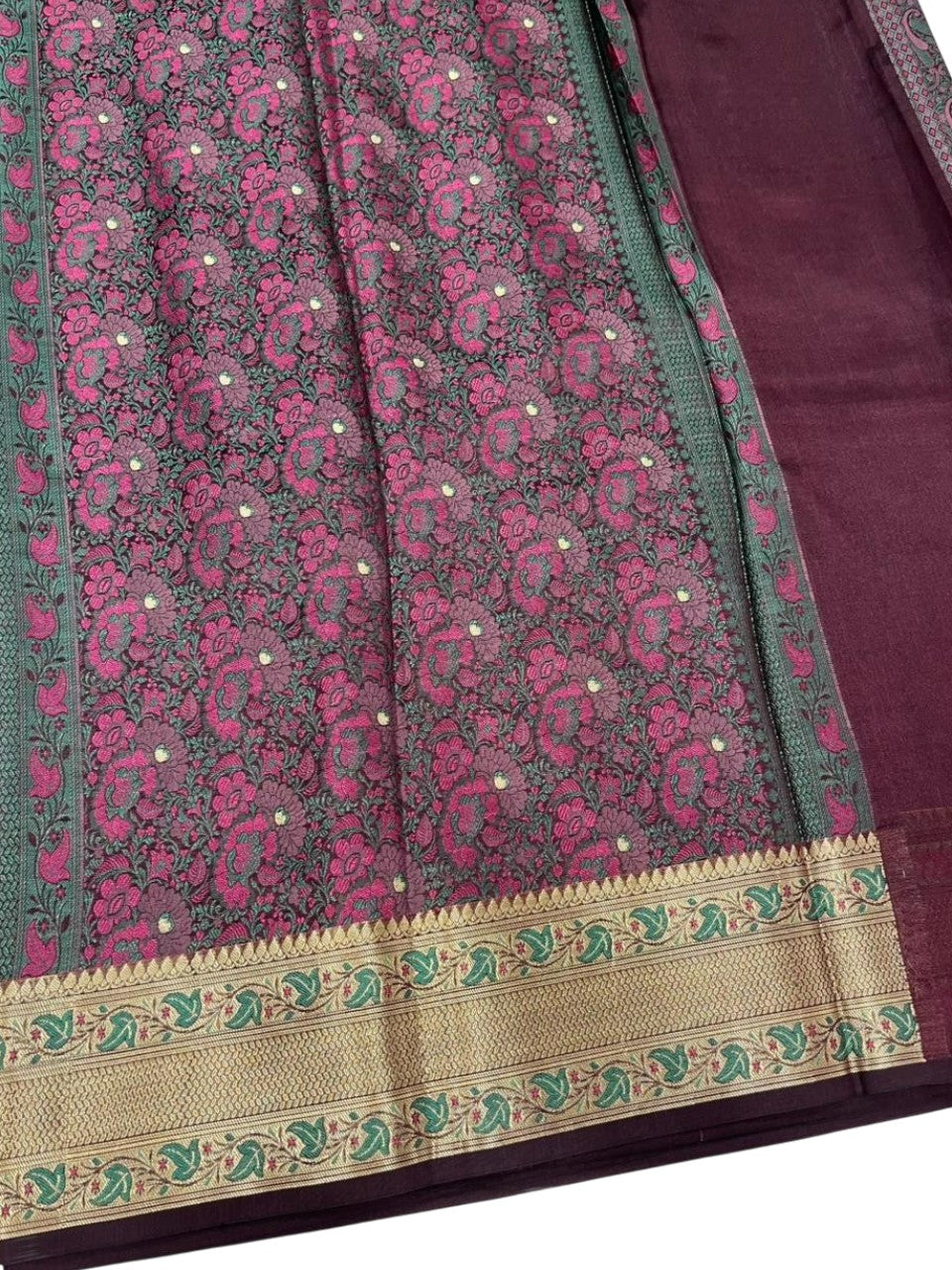 Southloom Resham Work Soft Cotton Banarasi Saree with Woven Work on Body and Borders