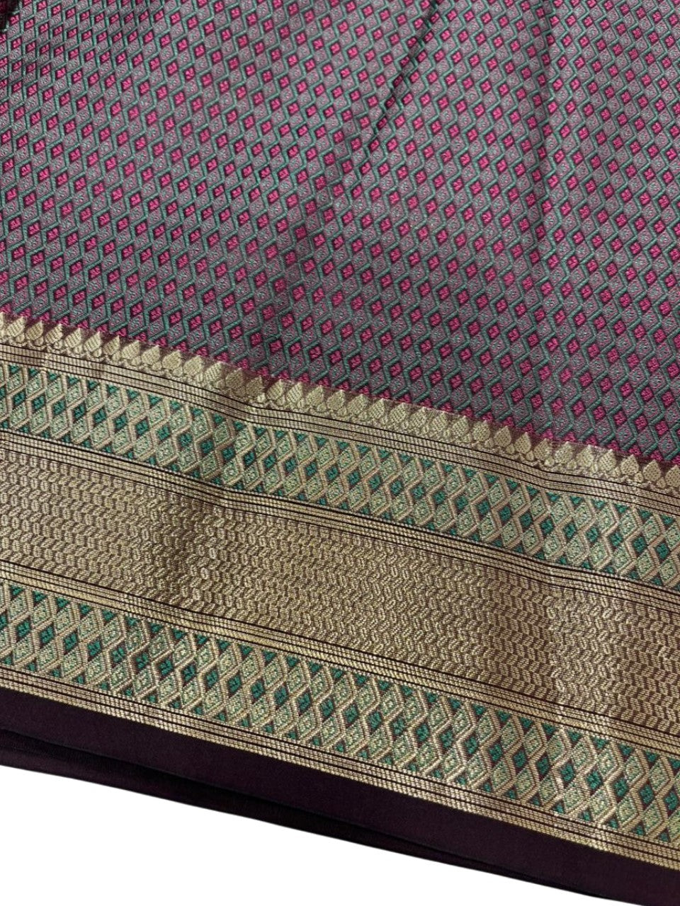 Southloom Resham Work Soft Cotton Banarasi Saree with Woven Work on Body and Borders