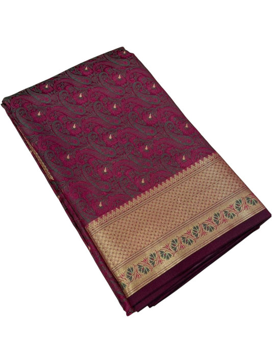 Southloom Resham Work Soft Cotton Banarasi Saree with Woven Work on Body and Borders