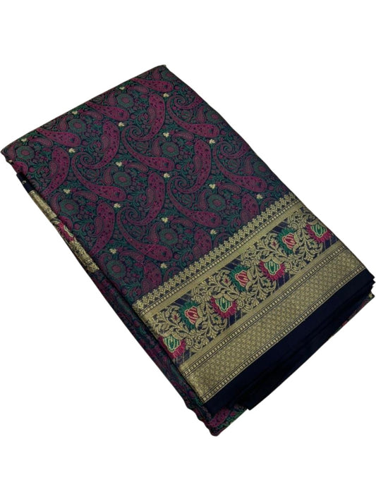 Southloom Resham Work Soft Cotton Banarasi Saree with Woven Work on Body and Borders