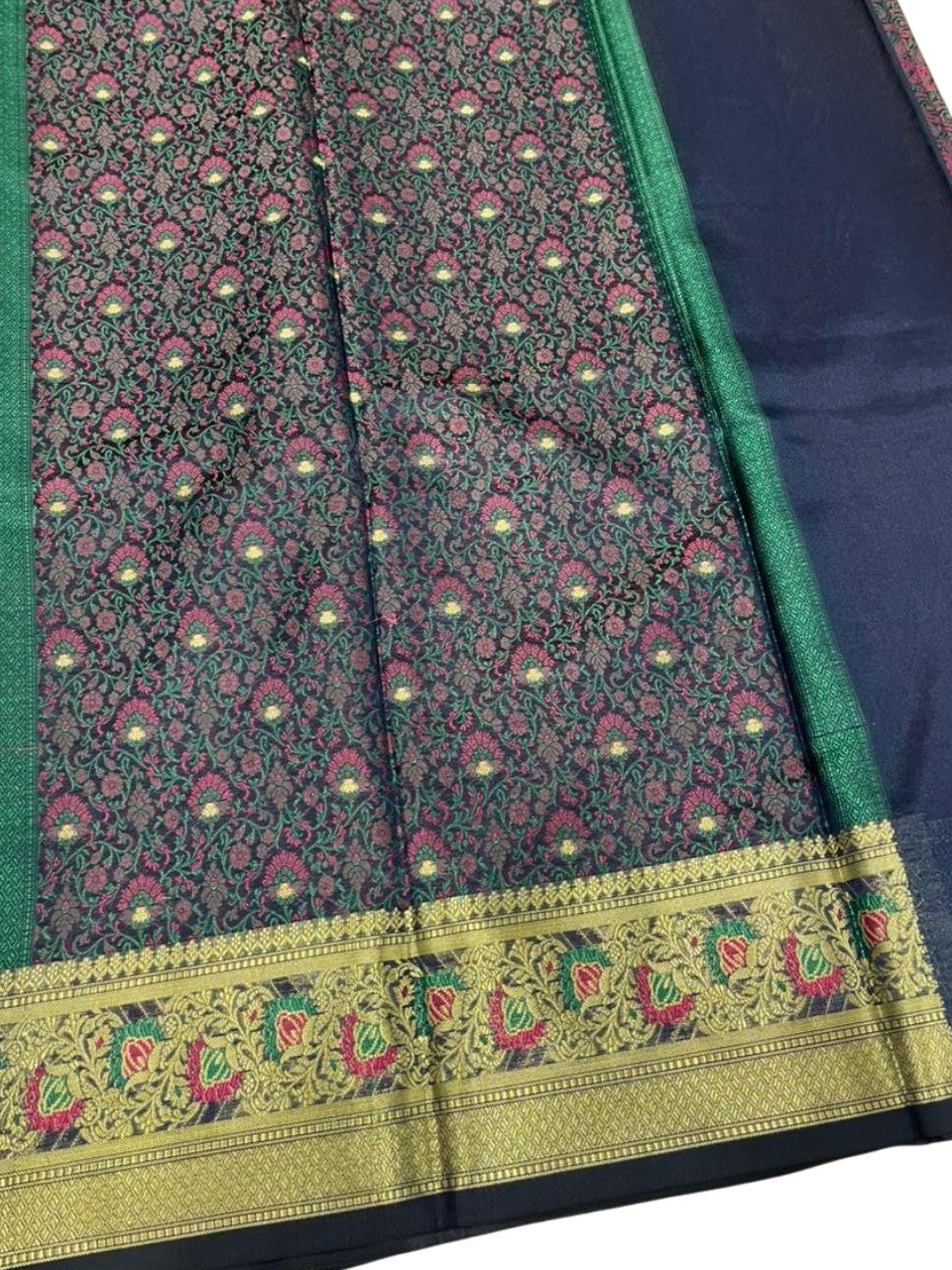 Southloom Resham Work Soft Cotton Banarasi Saree with Woven Work on Body and Borders
