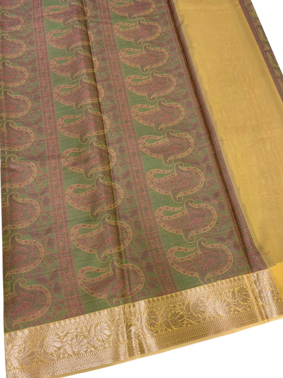 Southloom Resham Work Soft Cotton Banarasi Saree with Woven Work on Body and Borders