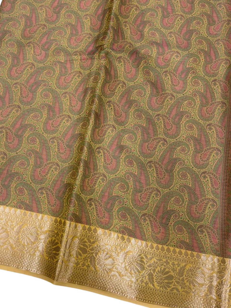 Southloom Resham Work Soft Cotton Banarasi Saree with Woven Work on Body and Borders