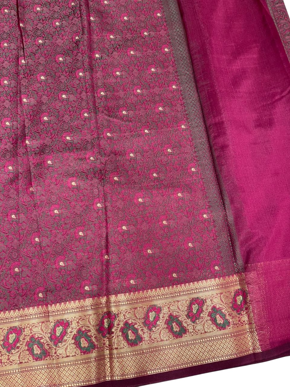 Southloom Resham Work Soft Cotton Banarasi Saree with Woven Work on Body and Borders