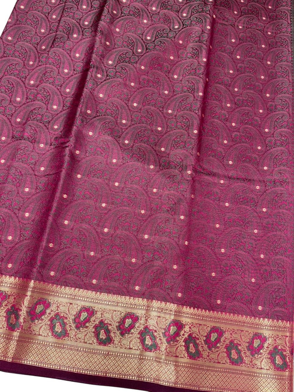 Southloom Resham Work Soft Cotton Banarasi Saree with Woven Work on Body and Borders