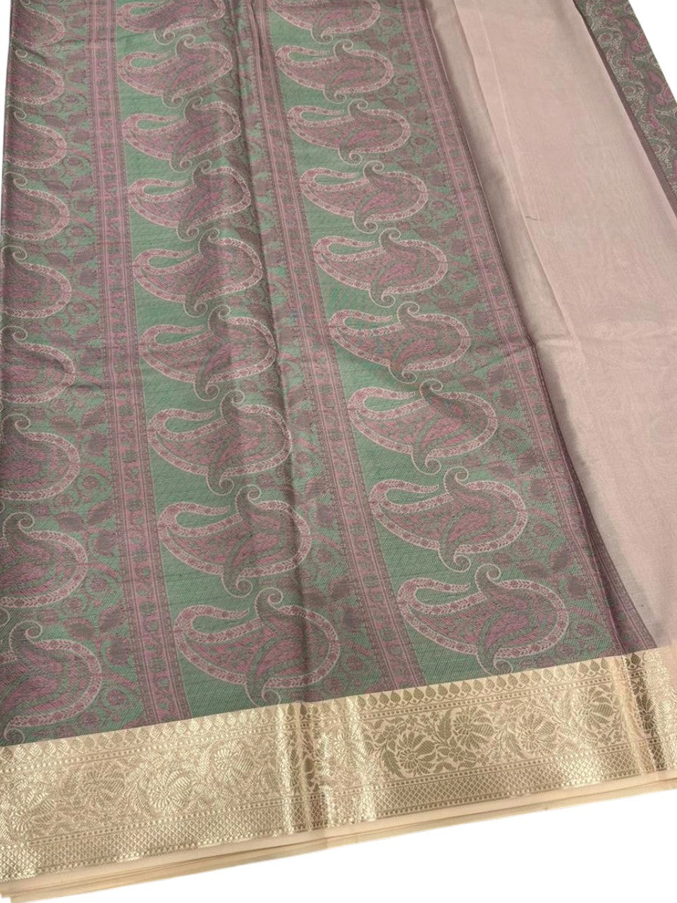 Southloom Resham Work Soft Cotton Banarasi Saree with Woven Work on Body and Borders