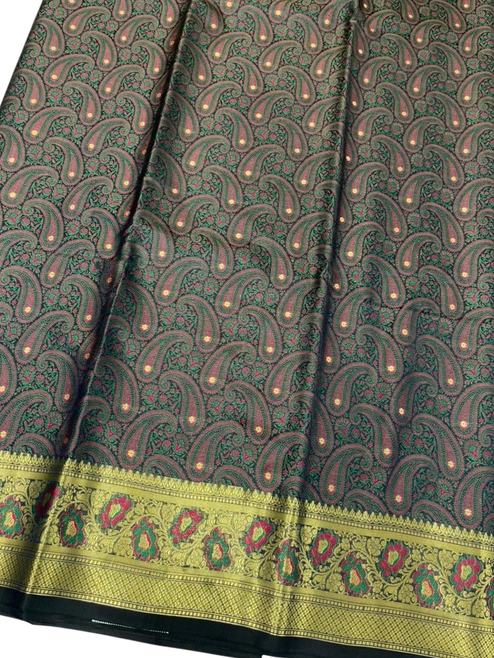 Southloom Resham Work Soft Cotton Banarasi Saree with Woven Work on Body and Borders (Blue)