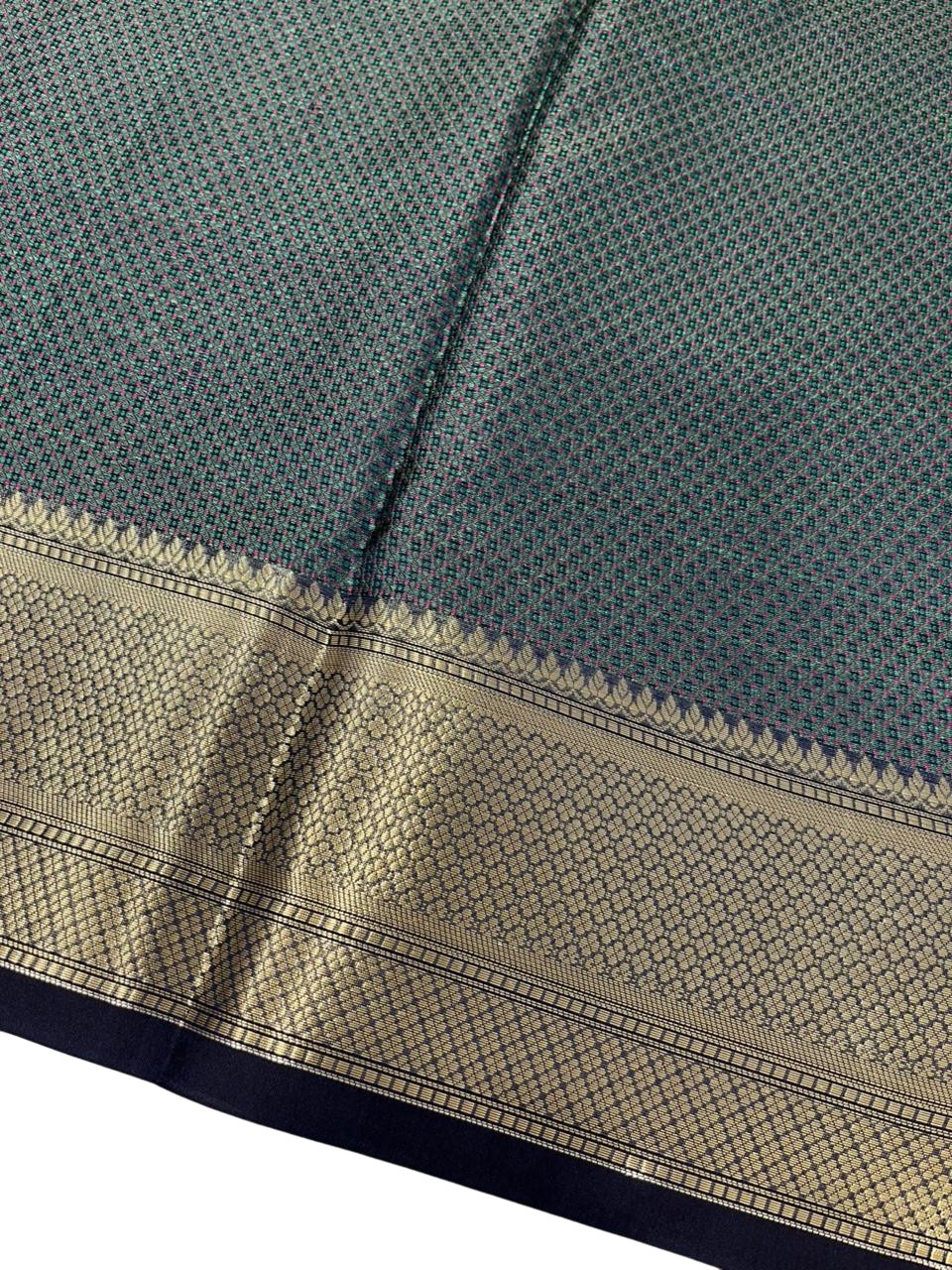 Southloom Resham Work Soft Cotton Banarasi Saree with Woven Work on Body and Borders (Blue)