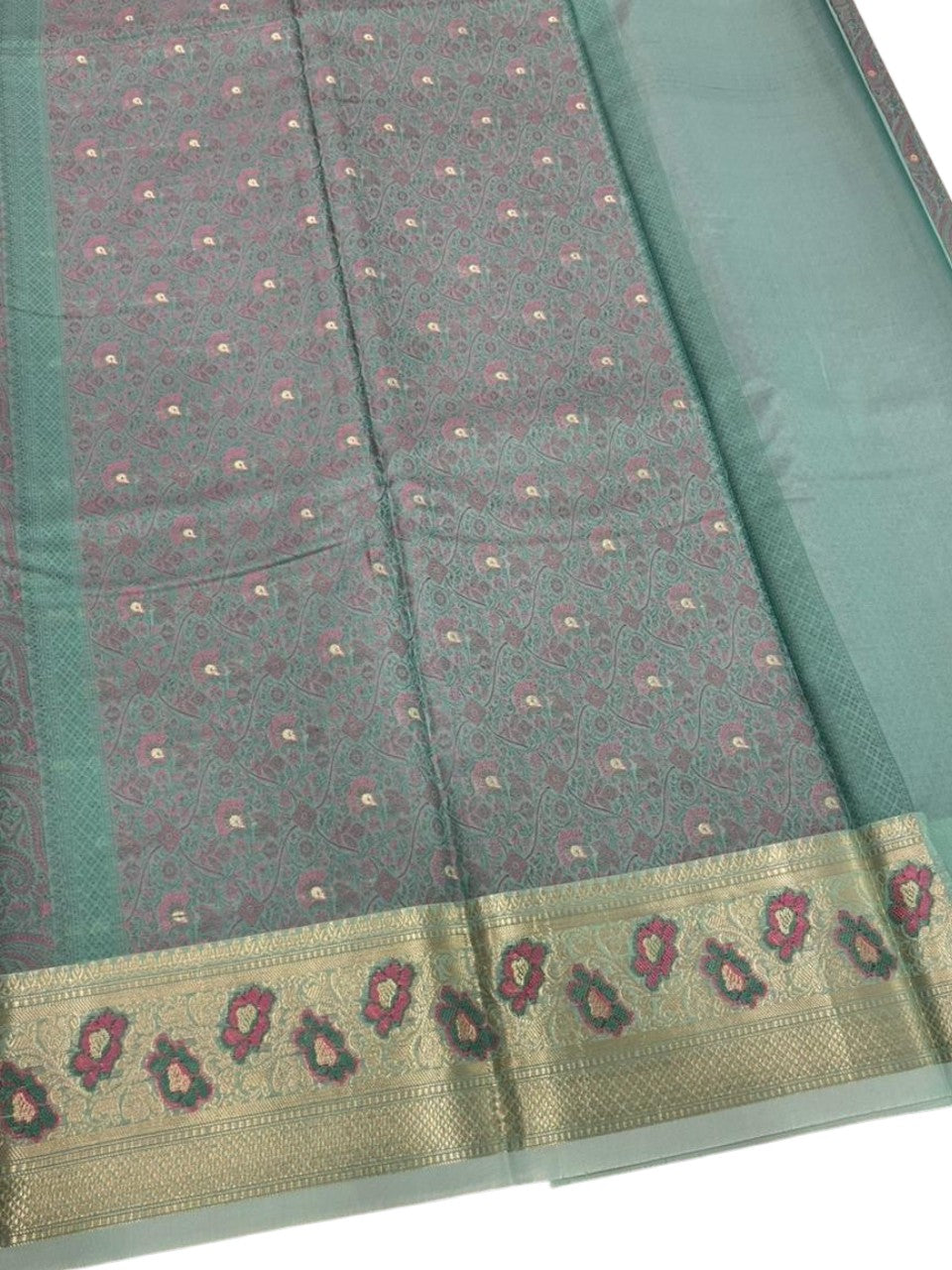 Southloom Resham Work Soft Cotton Banarasi Saree with Woven Work on Body and Borders