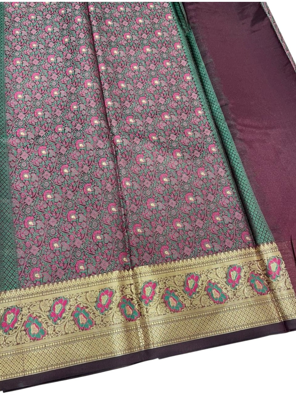 Southloom Resham Work Soft Cotton Banarasi Saree with Woven Work on Body and Borders