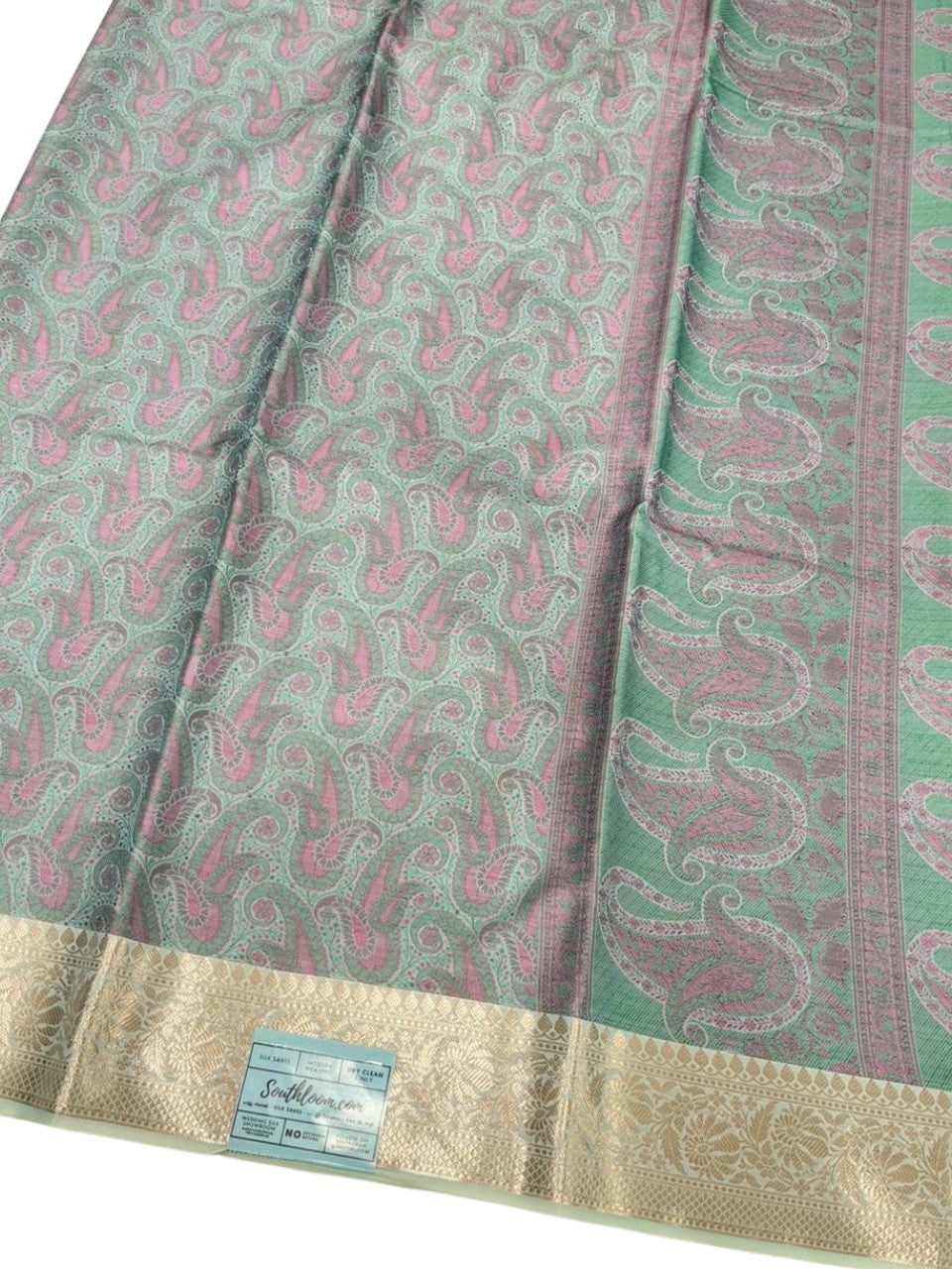 Southloom Resham Work Soft Cotton Banarasi Saree with Woven Work on Body and Borders (Blue)