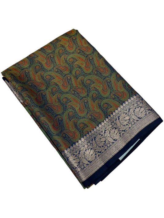 Southloom Resham Work Soft Cotton Banarasi Saree with Woven Work on Body and Borders