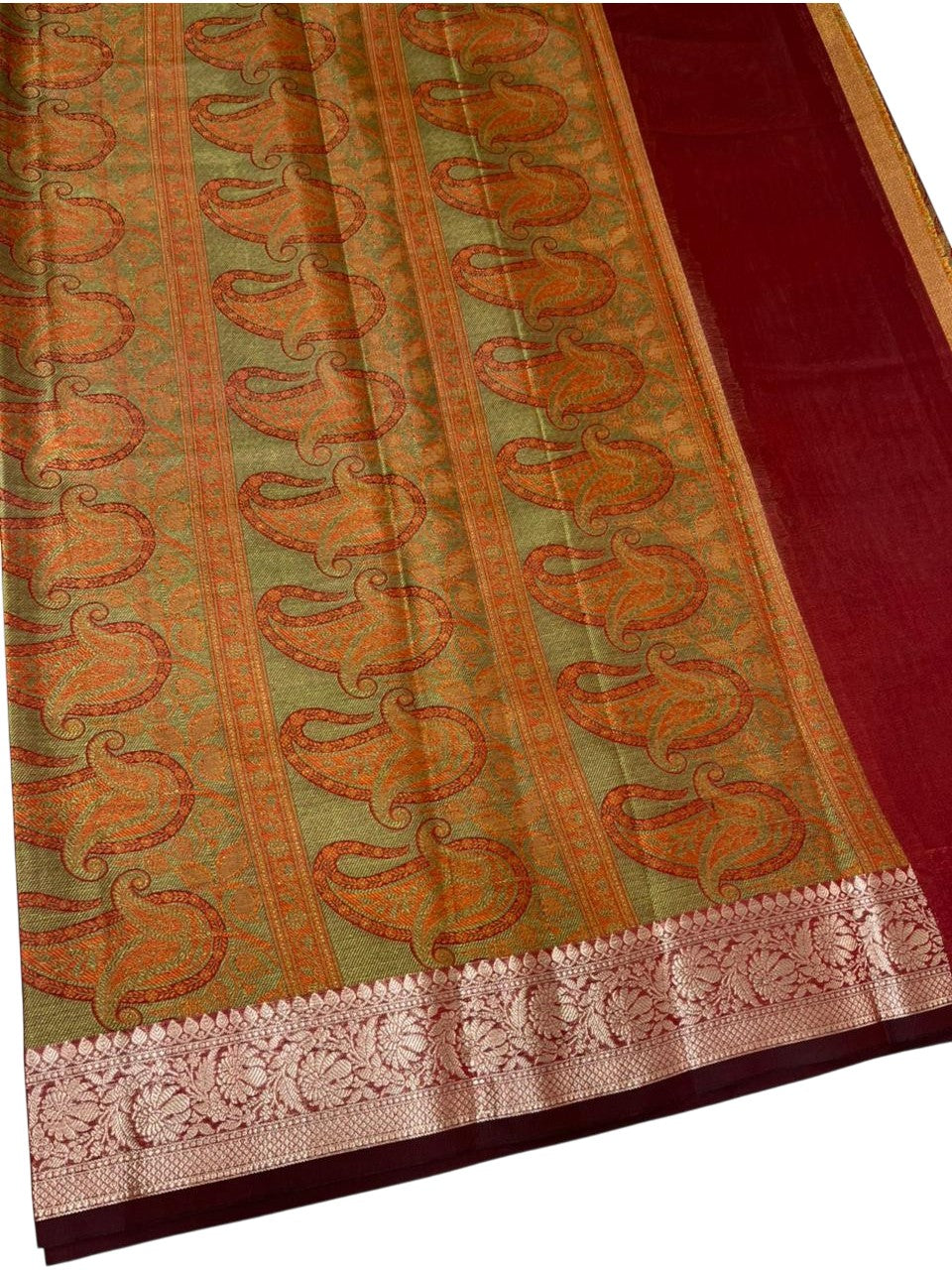 Southloom Resham Work Soft Cotton Banarasi Saree with Woven Work on Body and Borders