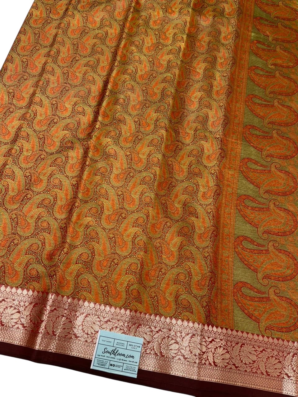 Southloom Resham Work Soft Cotton Banarasi Saree with Woven Work on Body and Borders