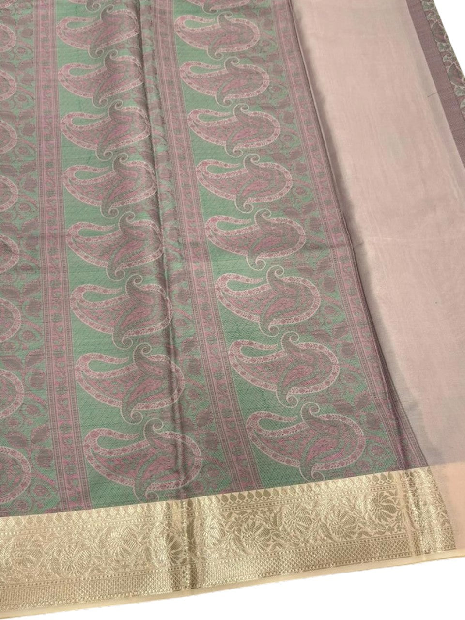 Southloom Resham Work Soft Cotton Banarasi Saree with Woven Work on Body and Borders