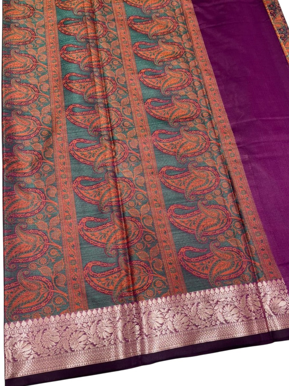 Southloom Resham Work Soft Cotton Banarasi Saree with Woven Work on Body and Borders