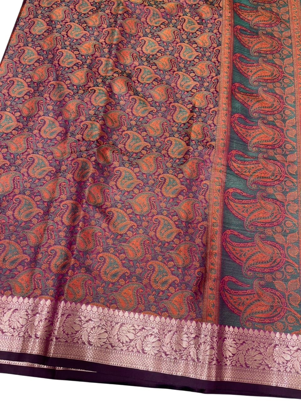Southloom Resham Work Soft Cotton Banarasi Saree with Woven Work on Body and Borders