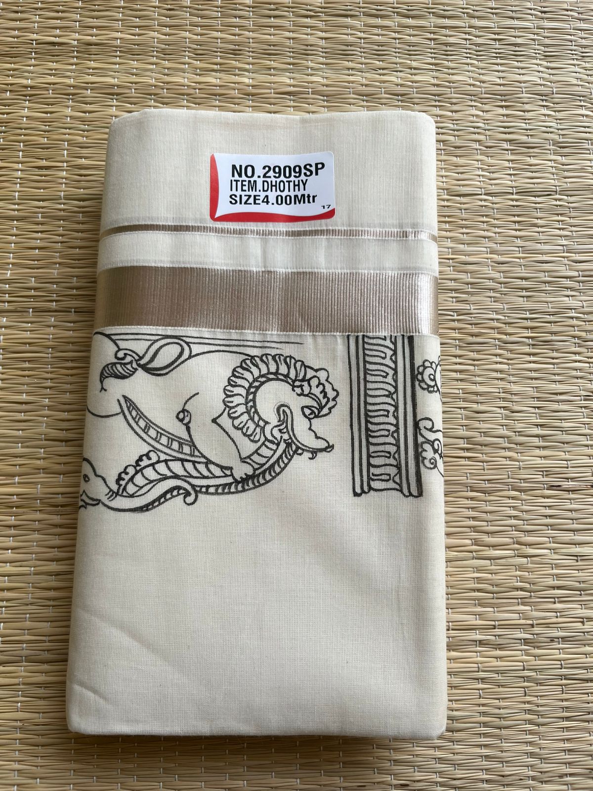 Lion Handpainted Cotton Mundu SL330