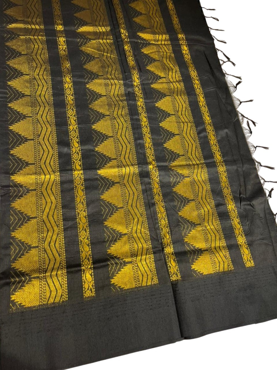 Southloom Kalyani Cotton Saree In Blue And Black With Woven Work on the Body and Borders