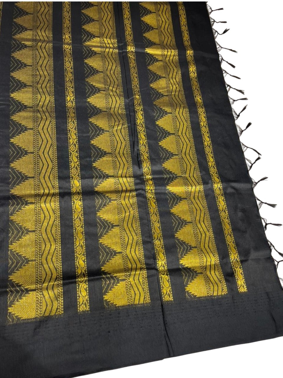 Southloom Kalyani Cotton Saree In Pink And Black With Woven Work on the Body and Borders