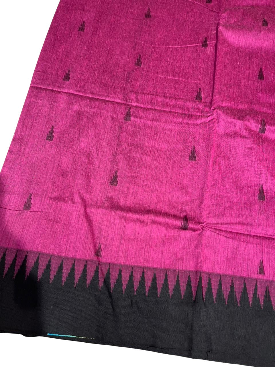 Southloom Kalyani Cotton Saree In Pink And Black With Woven Work on the Body and Borders