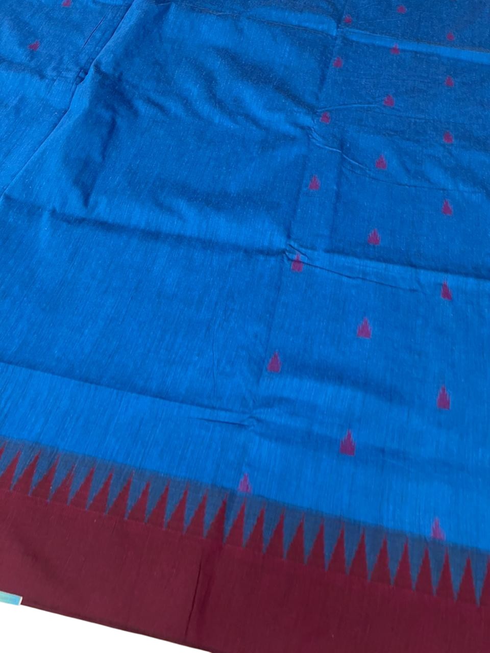 Southloom Kalyani Cotton Saree In Blue And Purple With Woven Work on the Body and Borders