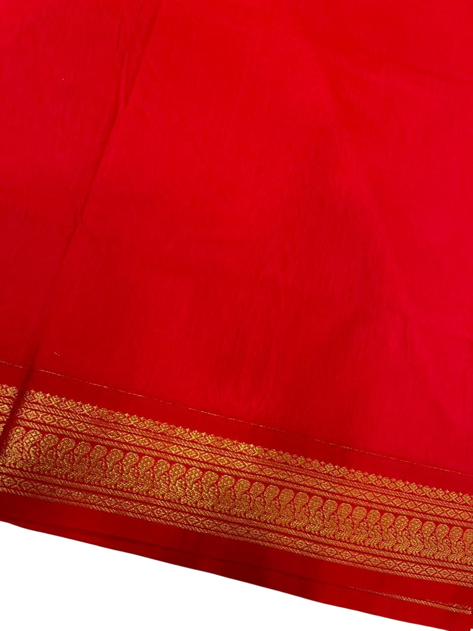 Southloom Kalyani Cotton Saree In Red With Woven Work on the Body and Borders