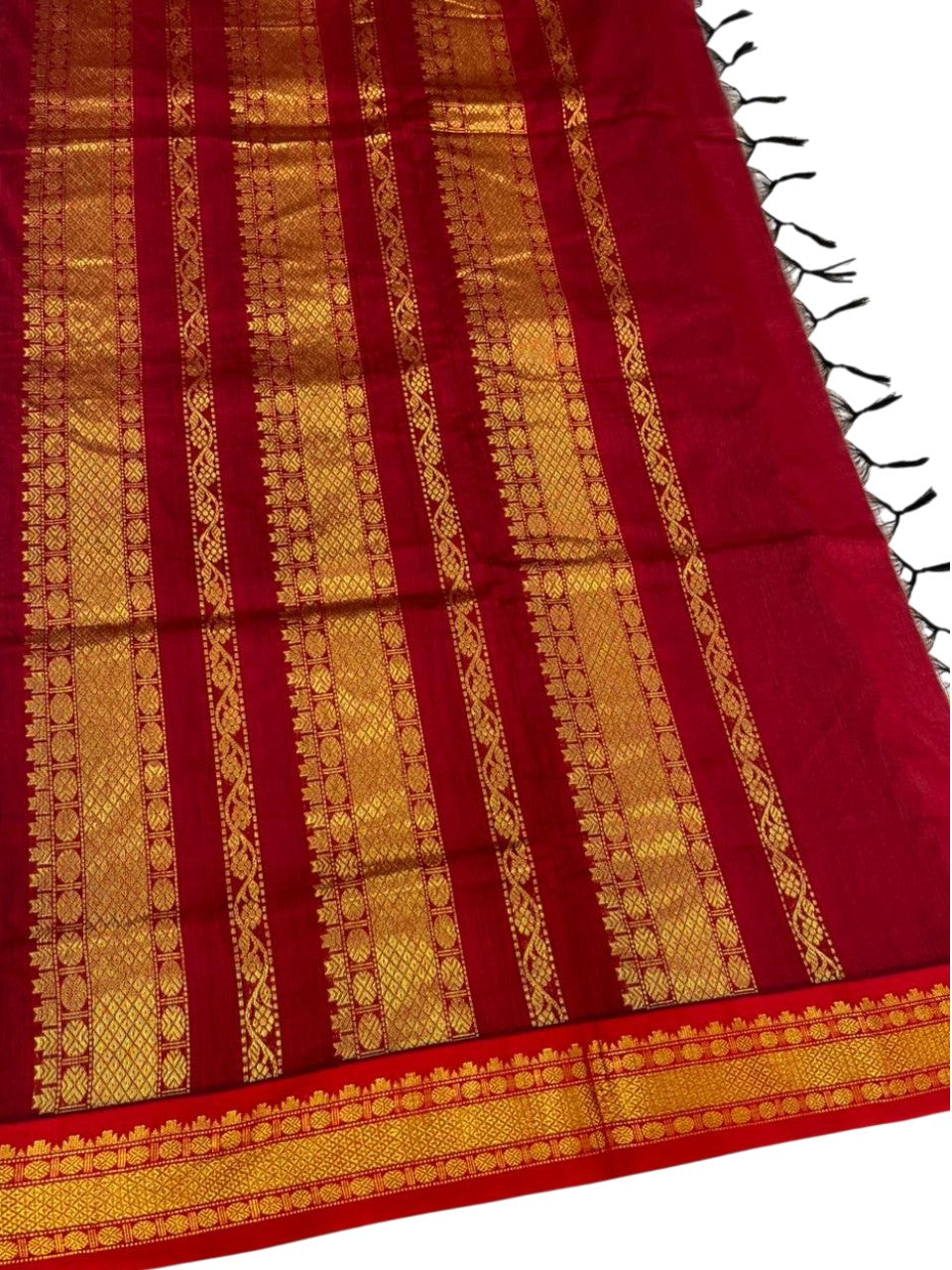 Southloom Kalyani Cotton Saree In Grey And Maroon With Woven Work on the Body and Borders