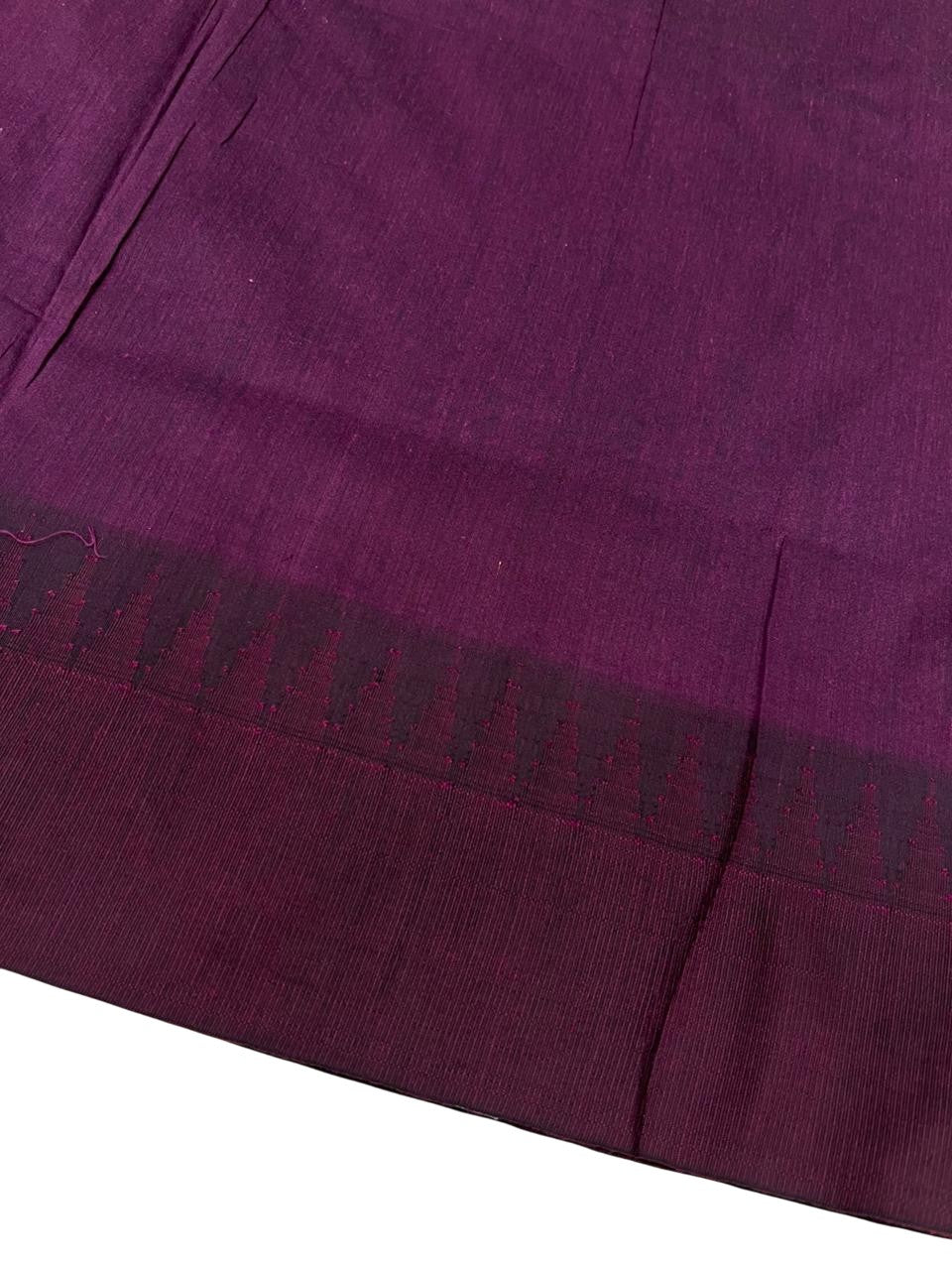 Southloom Kalyani Cotton Saree In Grey And Purple With Woven Work on the Body and Borders