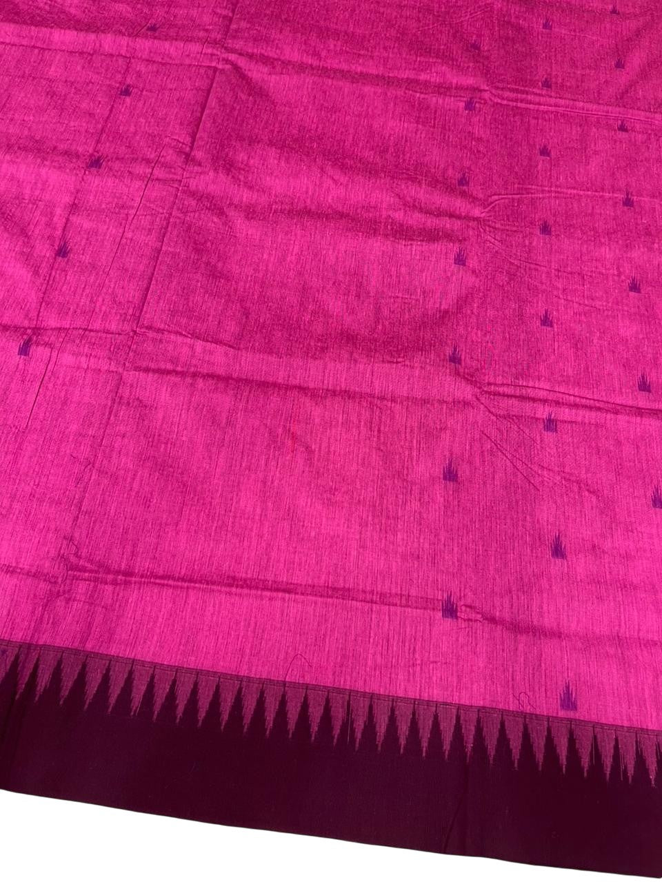 Southloom Kalyani Cotton Saree In Magenta And Purple With Woven Work on the Body and Borders