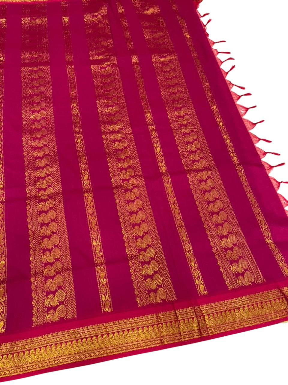 Southloom Kalyani Cotton Saree In Grey And Magenta With Woven Work on the Body and Borders