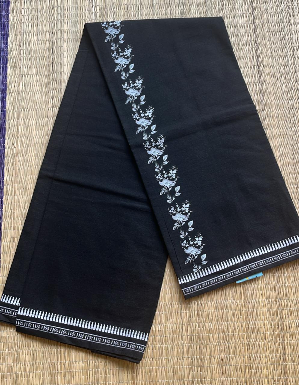 Black Printed Single Dhoti / Otta Mundu SL319