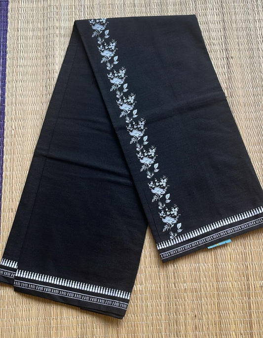 Black Printed Single Dhoti / Otta Mundu SL319