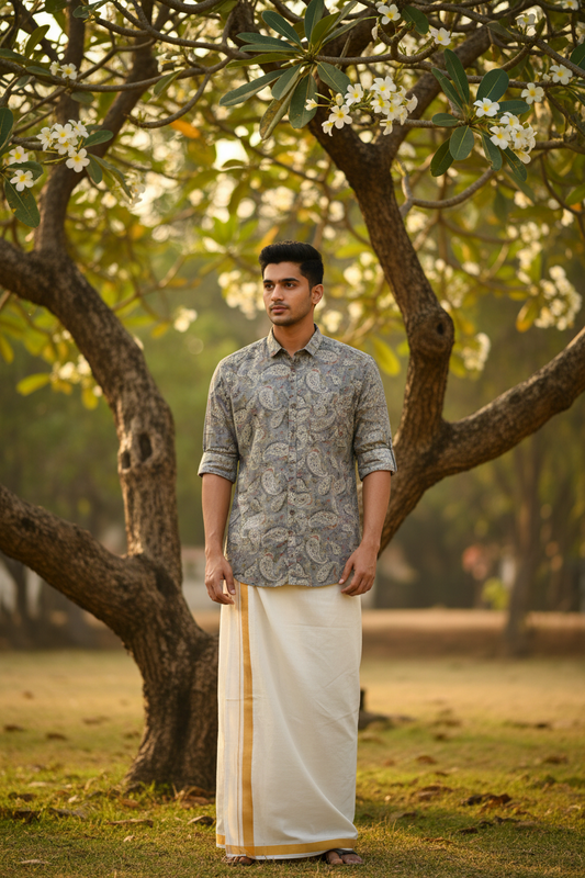 Southloom Jaipur Pure Cotton Block Printed Shirt for Men in Full Sleeve
