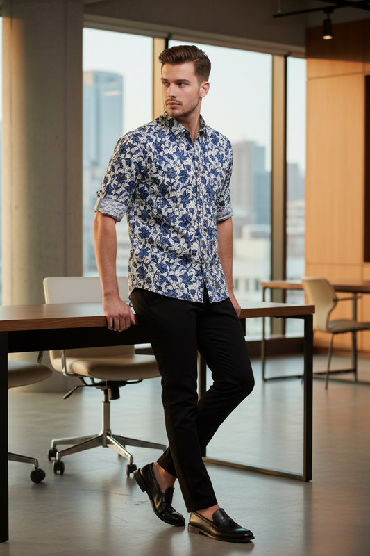 Southloom Jaipur Pure Cotton Block Printed Shirt for Men in Full Sleeve