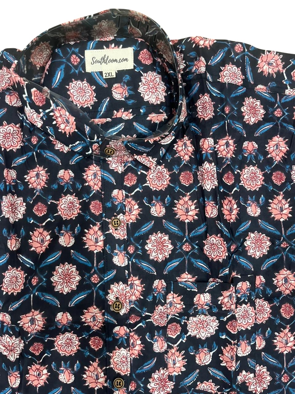 Southloom Jaipur Pure Cotton Block Printed Shirt for Men in Full Sleeve