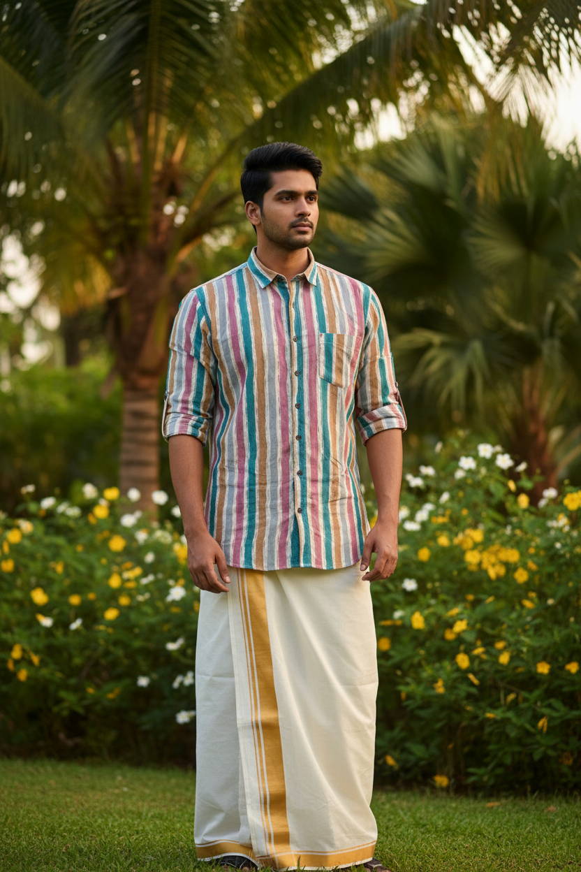 Southloom Jaipur Pure Cotton Block Printed Shirt for Men in Full Sleeve