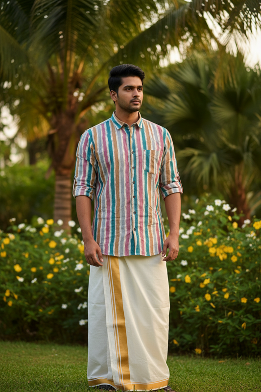 Southloom Jaipur Pure Cotton Block Printed Shirt for Men in Full Sleeve
